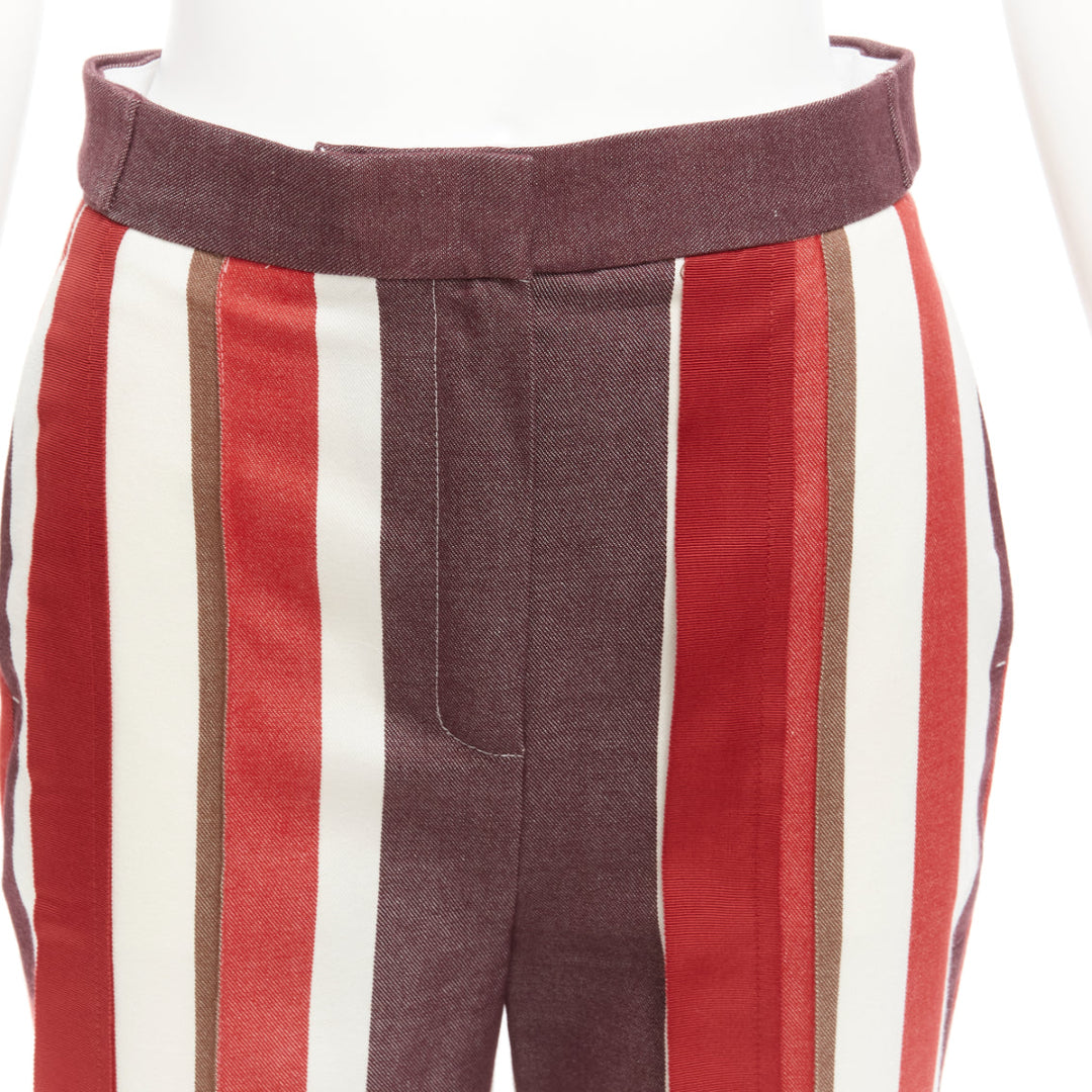 FRENKEN red cotton wool blend graphic stripe wide leg pants IT34 XXS