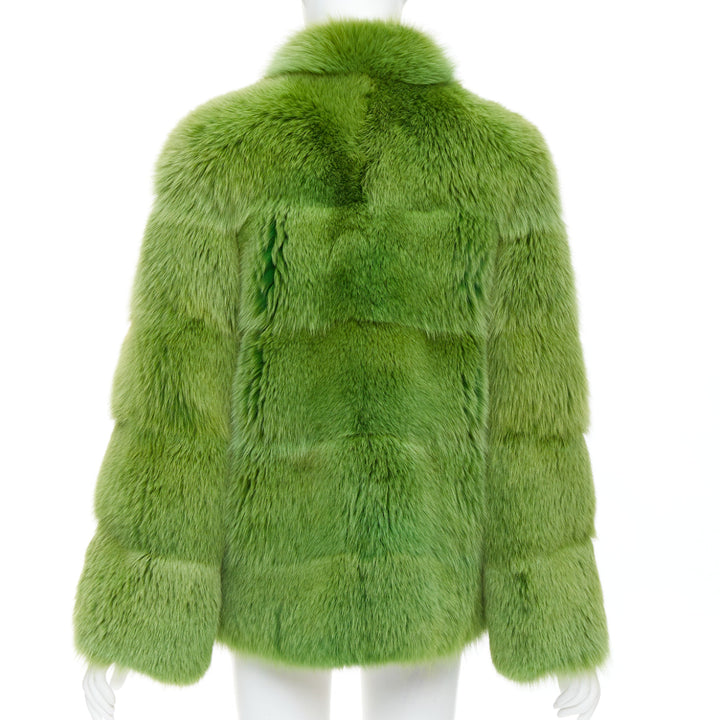 rare EMILIO PUCCI green dyed mink fur stand collar jacket coat IT40 S