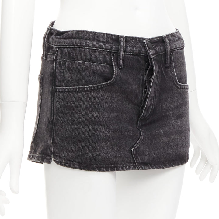 ALEXANDER WANG black washed front skirt back shorts mini skorts 24"