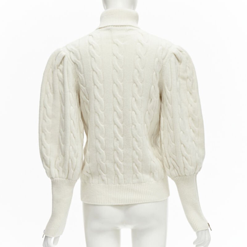 rare GUCCI THE NORTH FACE wool floral logo embroidery cable knit turtleneck XS