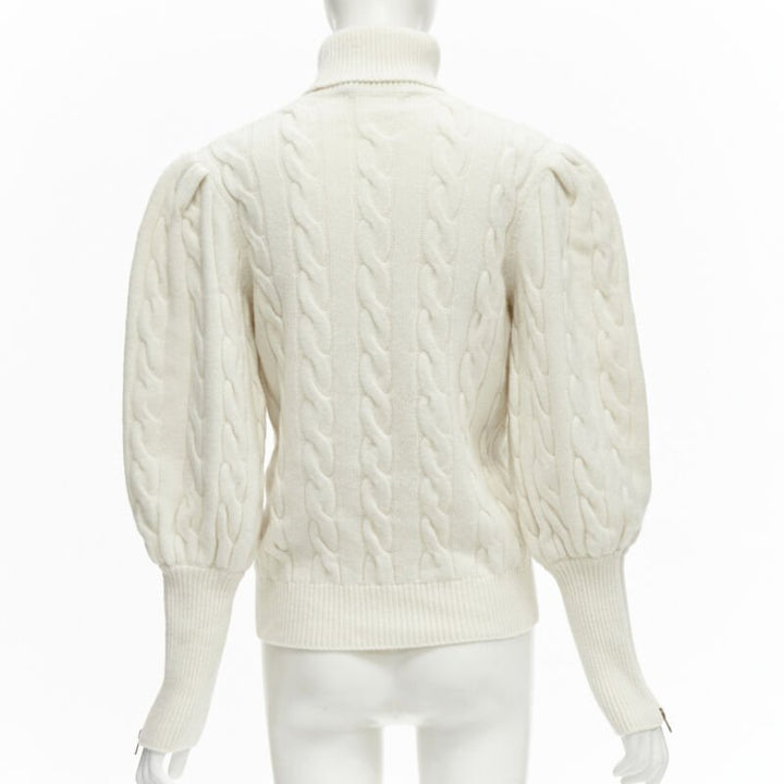 rare GUCCI THE NORTH FACE wool floral logo embroidery cable knit turtleneck XS