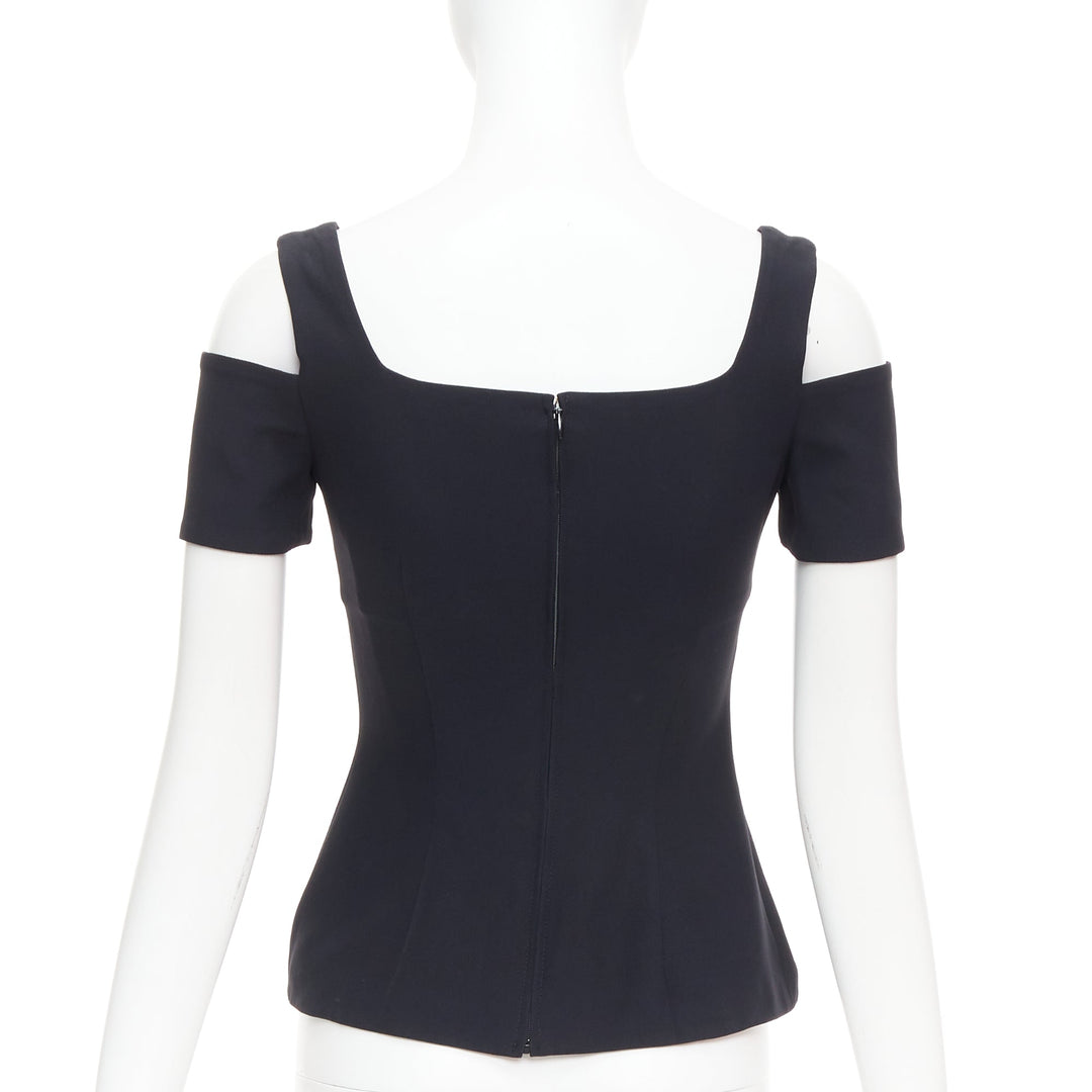 ALEXANDER MCQUEEN 2013 black cut out bust cold shoulder top IT38 XS