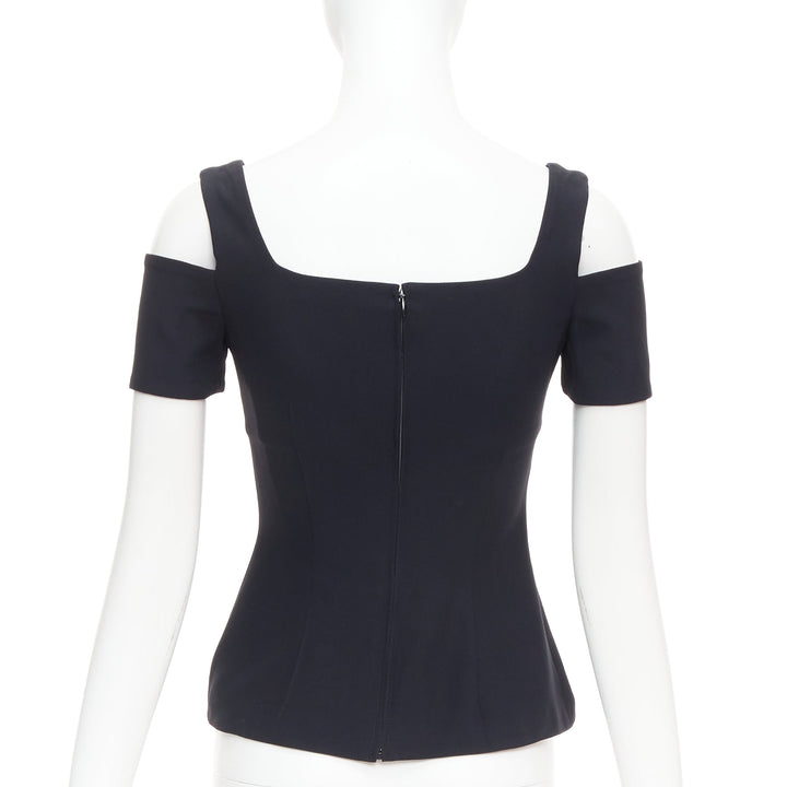 ALEXANDER MCQUEEN 2013 black cut out bust cold shoulder top IT38 XS