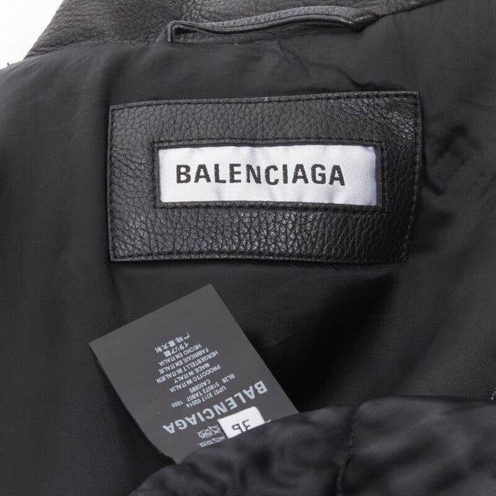 BALENCIAGA  2017 Runway 3-way draped hanging fringed biker jacket FR36 S
