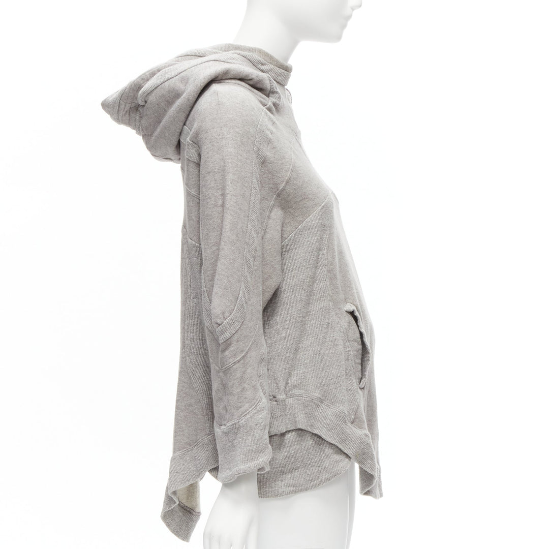 UNDERCOVER grey cotton wool panelled sleeves oversized hooded sweatshirt JP1 S