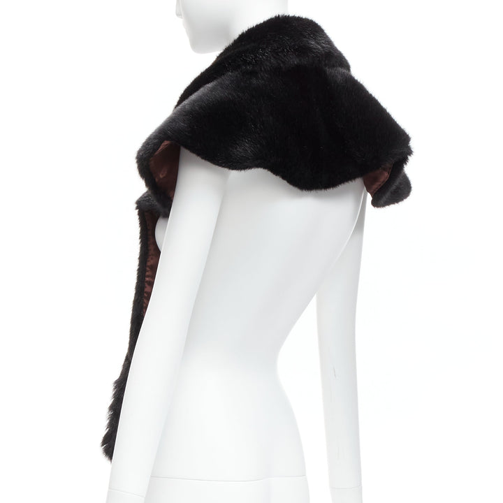 COMME DES GARCONS Robe De Chambre Vintage black faux fur Peter Pan capelet scarf