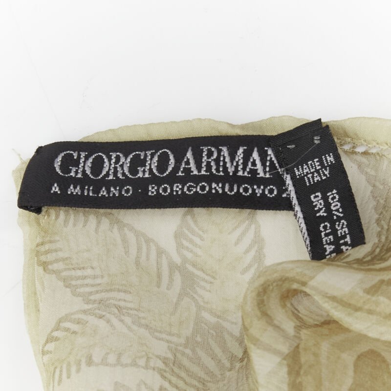GIORGIO ARMANI  100% silk beige floral print sheer scarf