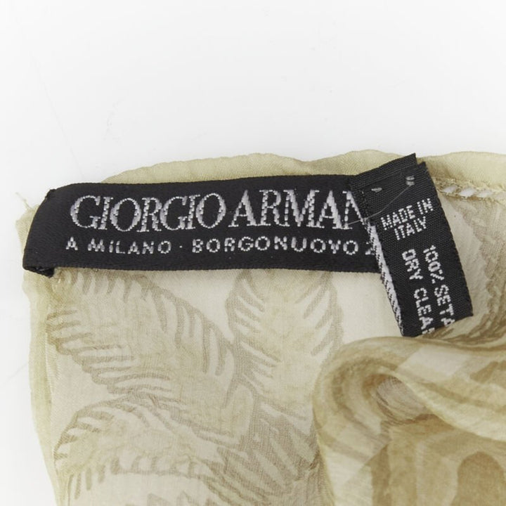 GIORGIO ARMANI  100% silk beige floral print sheer scarf