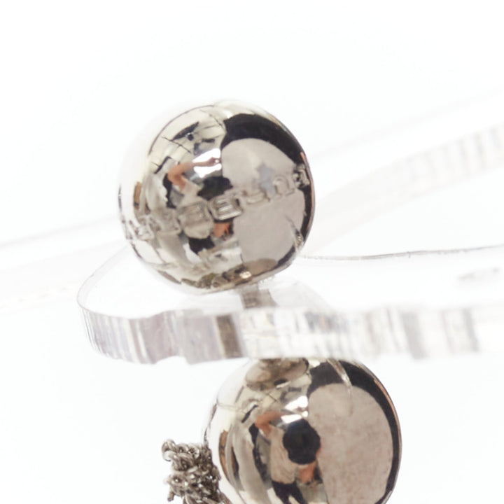 BURBERRY green red marble pearls trio ball drop pin earrings Pair