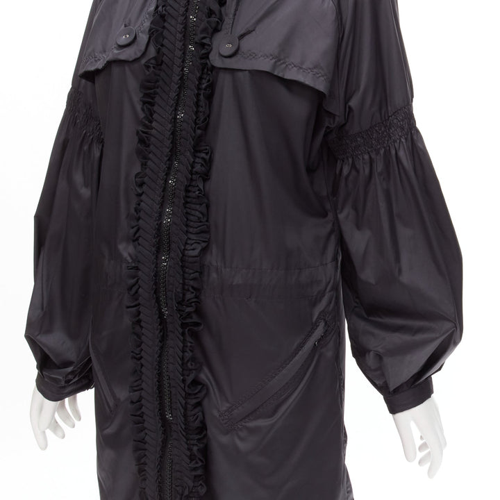 STELLA MCCARTNEY ADIDAS pleated ruffle light nylon windbreaker anorak jacket S