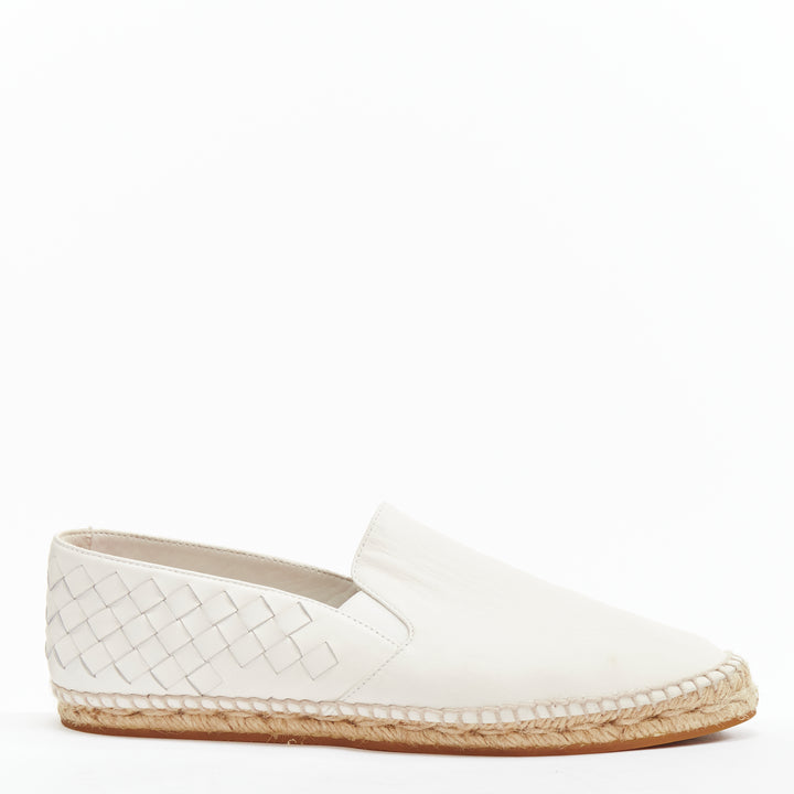 BOTTEGA VENETA white intrecciato woven leather espadrille flats shoes EU37