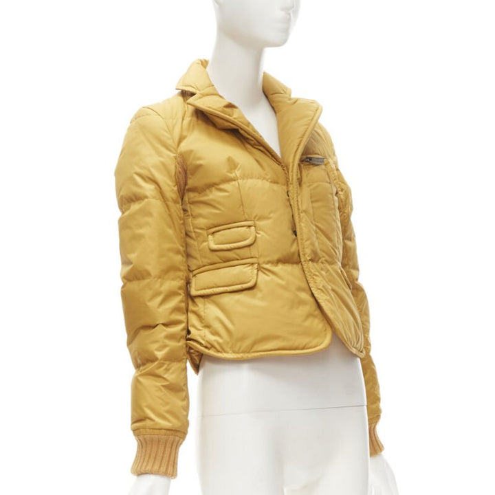 DSQUARED2 mustard white goose down padded 3-pocket blazer jacket IT38 XS
