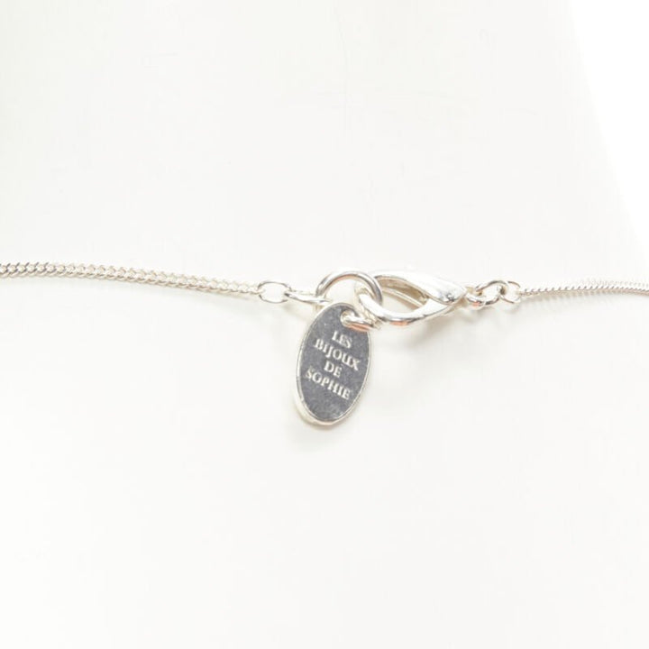 LE BIJOUX DE SOPHIE pink Barocco skull crystal bow pendant silver necklace
