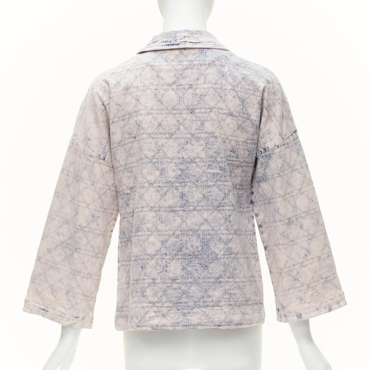 CHRISTIAN DIOR Kids bleached blue washed Cannage quilted dye denim jacket 13Y XS