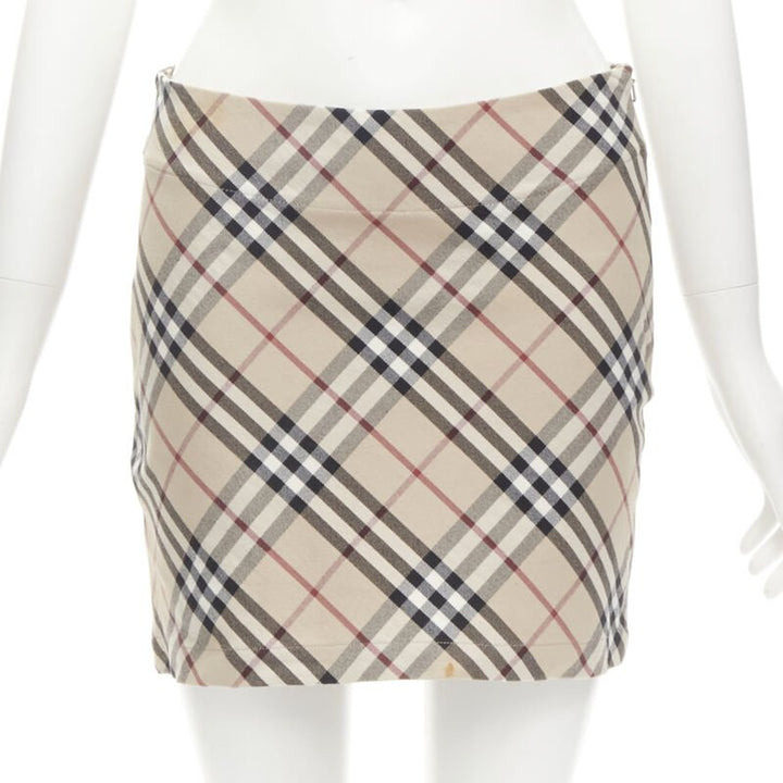 BURBERRY LONDON House Check brown signature mini skirt UK6 US4 S