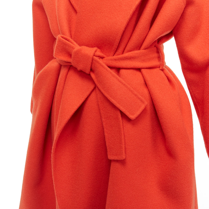 BOTTEGA VENETA red 100% double face cashmere shawl collar belted coat IT38 XS