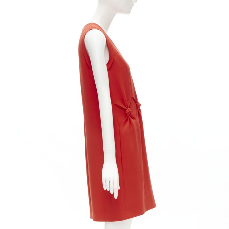 VVB VICTORIA BECKHAM red polyester crepe knot detail cocktail dress UK8 S