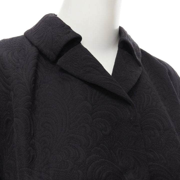 DOLCE GABBANA black paisley jacquard crystal button 3/4 sleeve coat IT36 XS