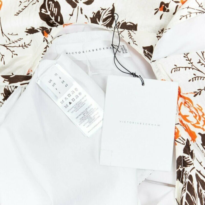 VICTORIA BECKHAM 2017 Runway floral print cut open back belted dress UK10 M