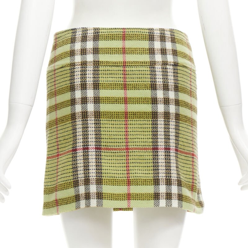 BURBERRY LONDON House Check green wool mini skirt UK6 US4 XS