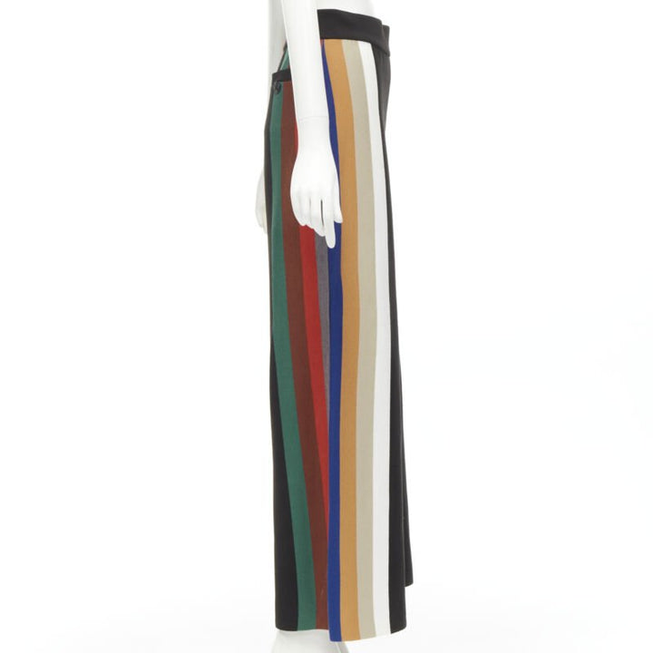 AKIRA NAKA black multi stripe wide leg relaxed knitted pants US2 S