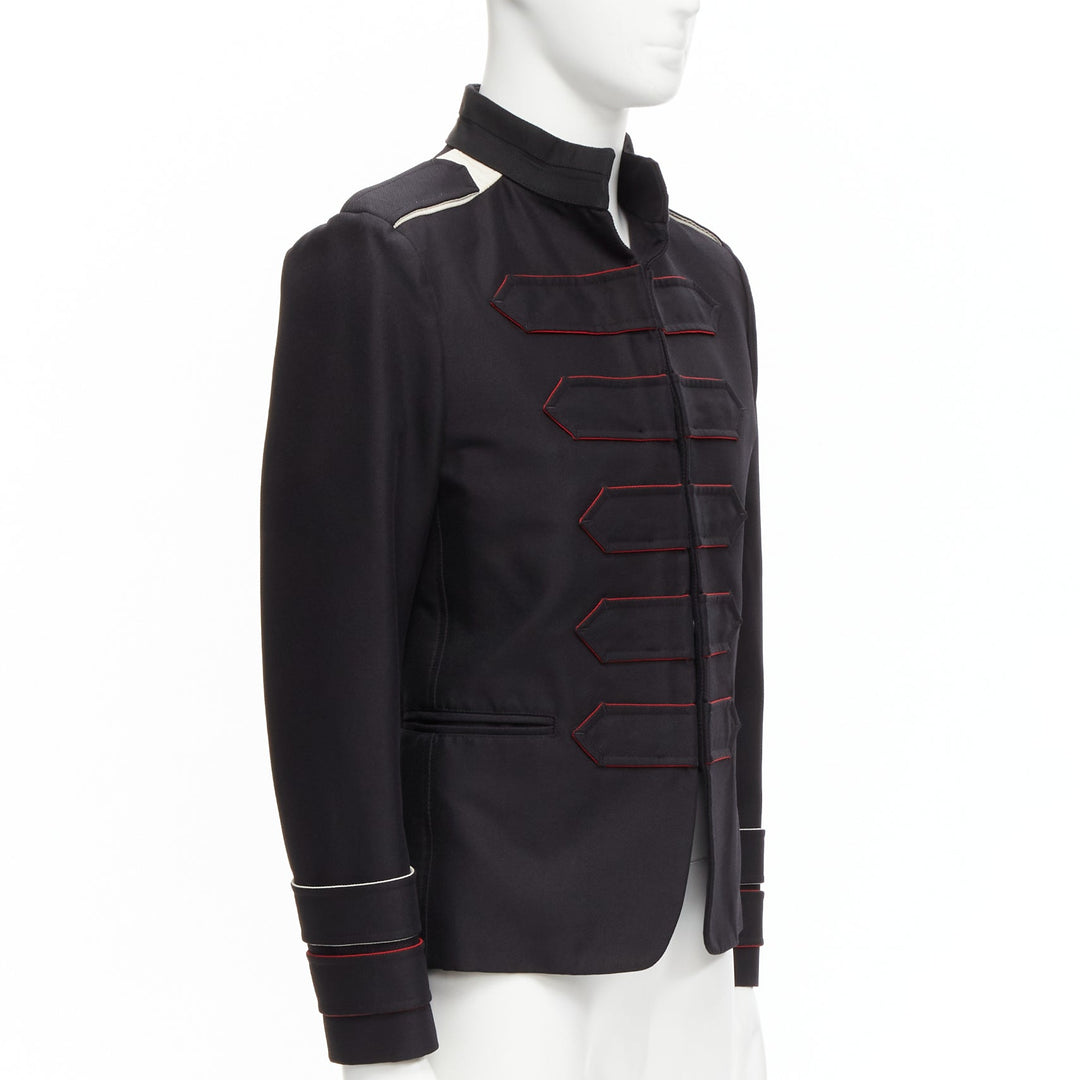 VALENTINO back silk blend white epaulets cuff panelled military jacket IT48 M