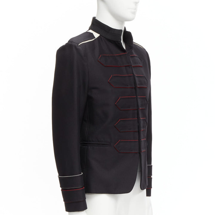 VALENTINO back silk blend white epaulets cuff panelled military jacket IT48 M