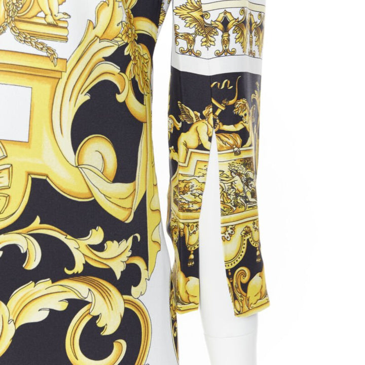 VERSACE Signature Baroque Cherub Medusa printed viscose shift dress IT38 XS