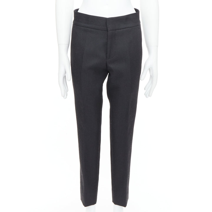 LANVIN dark grey cotton blend concealed fly tapered trousers FR44 XS