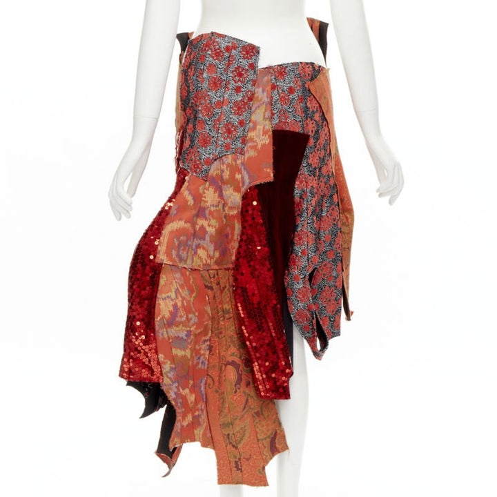 rare COMME DES GARCONS 2010 Runway oriental jacquard sequins devore skirt S