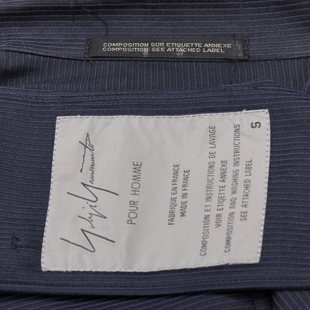 YOHJI YAMAMOTO navy soft fabric stripe lightweight cropped blazer S