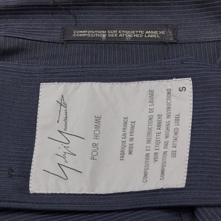 YOHJI YAMAMOTO navy soft fabric stripe lightweight cropped blazer S