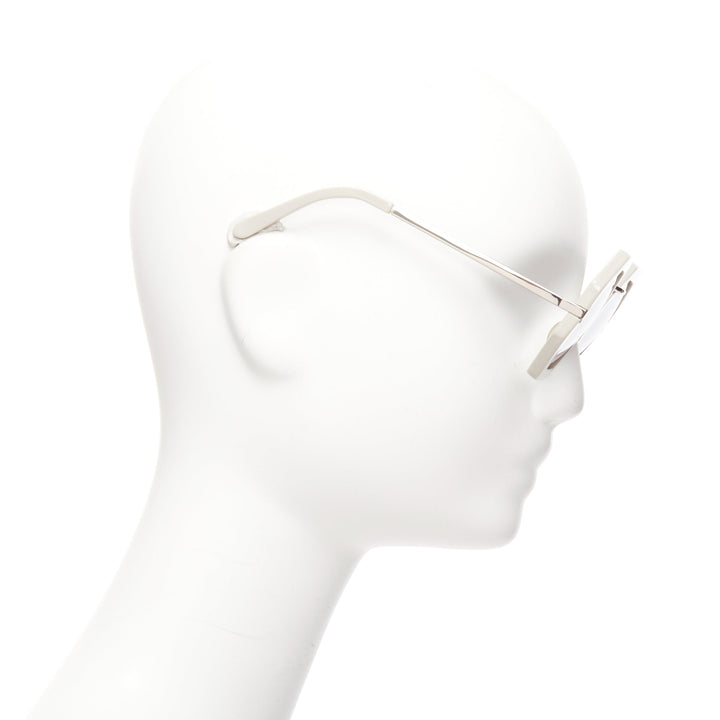 KAREN WALKER Moon Disco grey acetate handmade hexagon arrow sunglasses