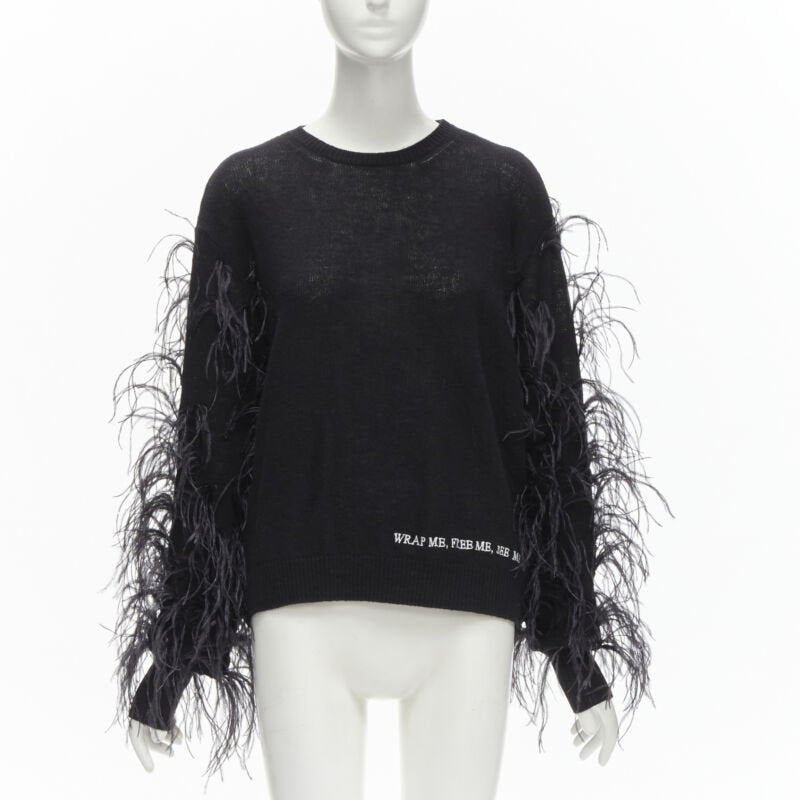 VALENTINO UNDERCOVER wool cashmere feather Wrap Me Free Me See Me sweater XS