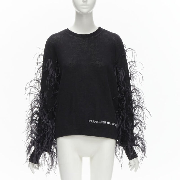 VALENTINO UNDERCOVER wool cashmere feather Wrap Me Free Me See Me sweater XS