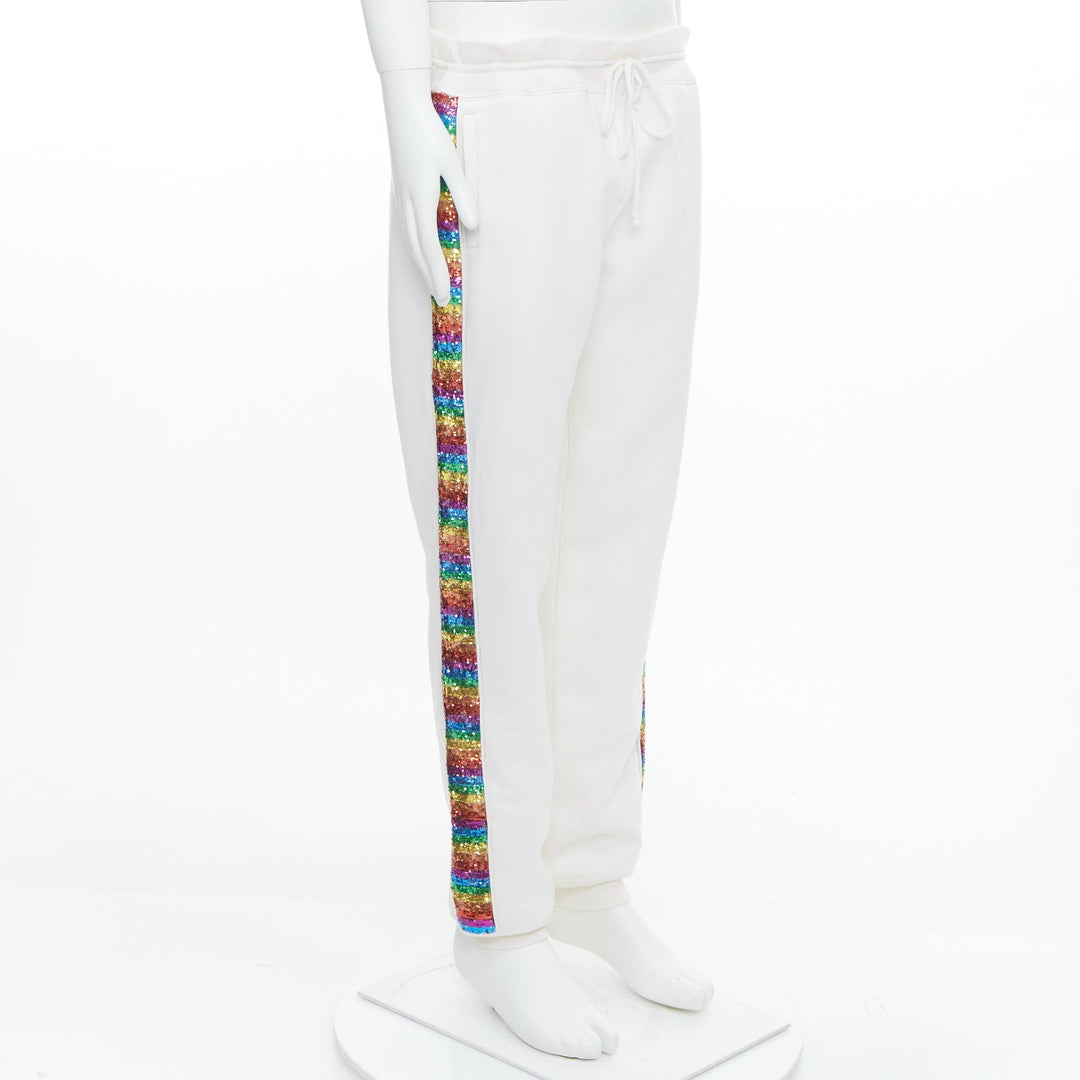 MARC JACOBS rainbow sequins trim drawstring jogger sweat pants M