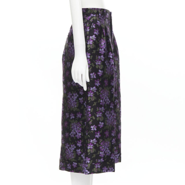 GUCCI 2017 purple floral jacquard embroidery patch culotte shorts IT40 S