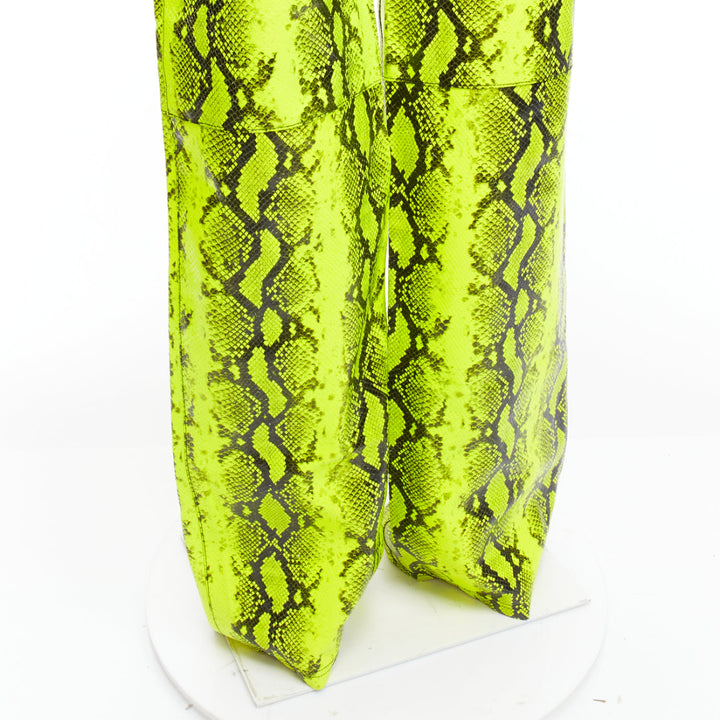 OFF WHITE Virgil Abloh 2019 Runway neon yellow leather wide leg pants IT40 S