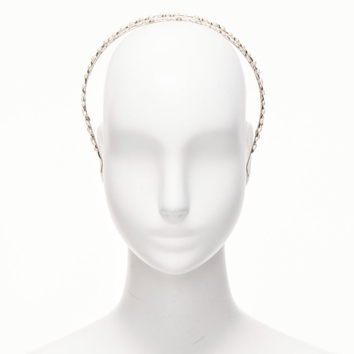 ROSANTICA faux pearl embellished wiggle silver metal alice headband