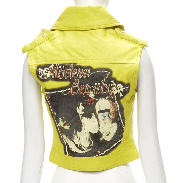 D&G DOLCE GABBANA Vintage 2001 yellow Modern Beauty rock leather biker IT38 XS