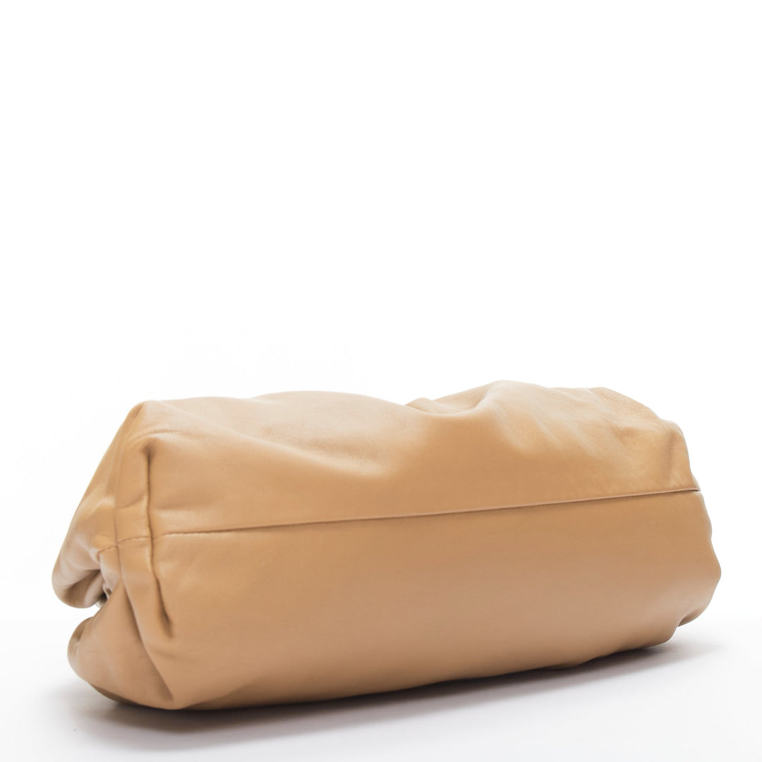 BOTTEGA VENETA The Pouch tan leather dumpling clutch bag