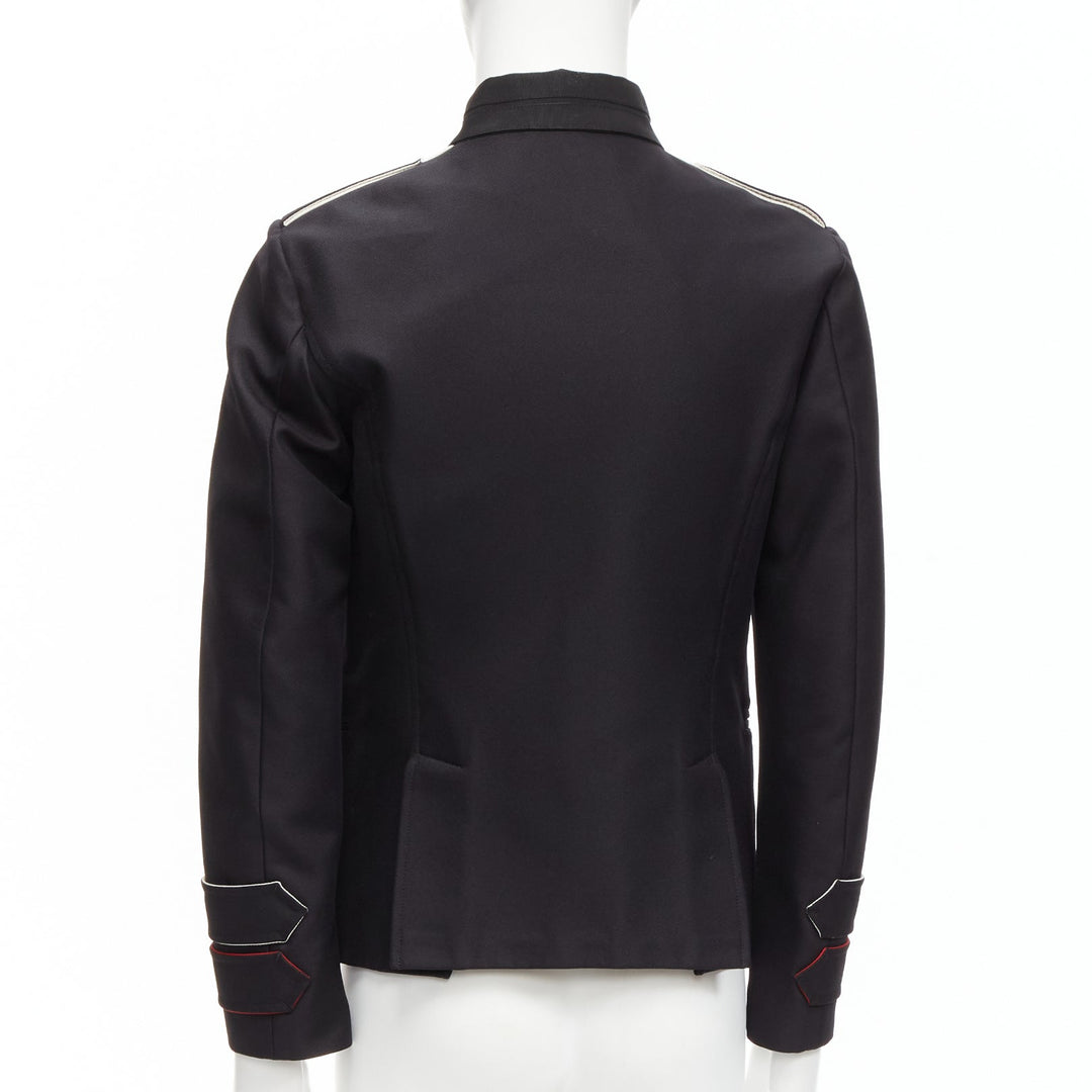 VALENTINO back silk blend white epaulets cuff panelled military jacket IT48 M