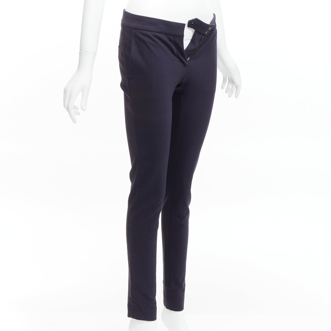 STELLA MCCARTNEY navy cotton blend high waist cropped skinny pants IT36 XXS