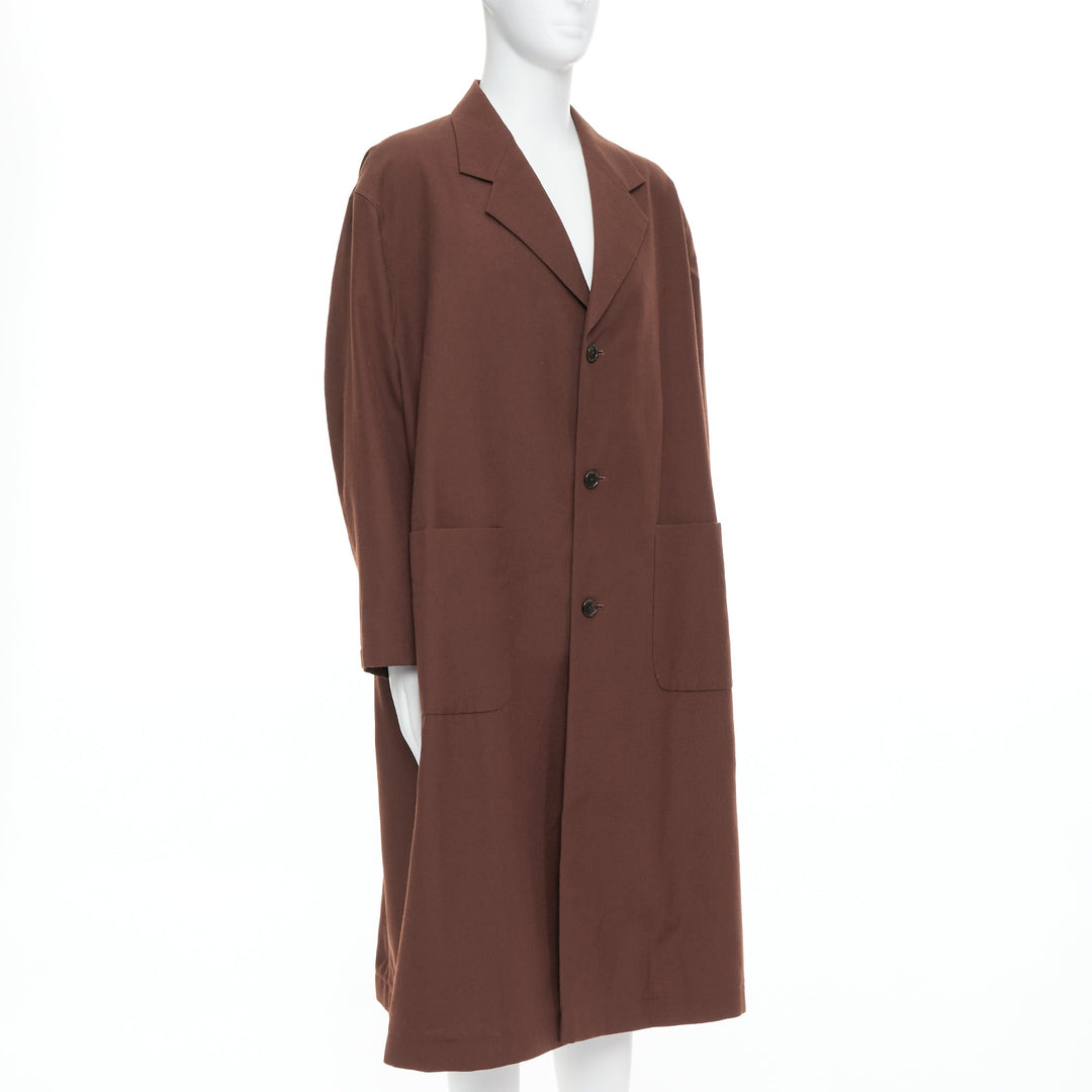 YOHJI YAMAMOTO Y's brown wool mohair single breast long boxy coat JP3 L
