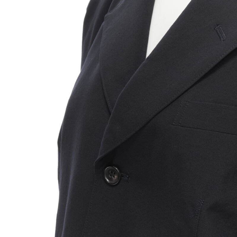 JUNYA WATANABE 1994 navy wool shoulder padded cut out back blazer M