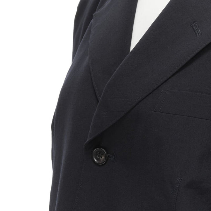 JUNYA WATANABE 1994 navy wool shoulder padded cut out back blazer M