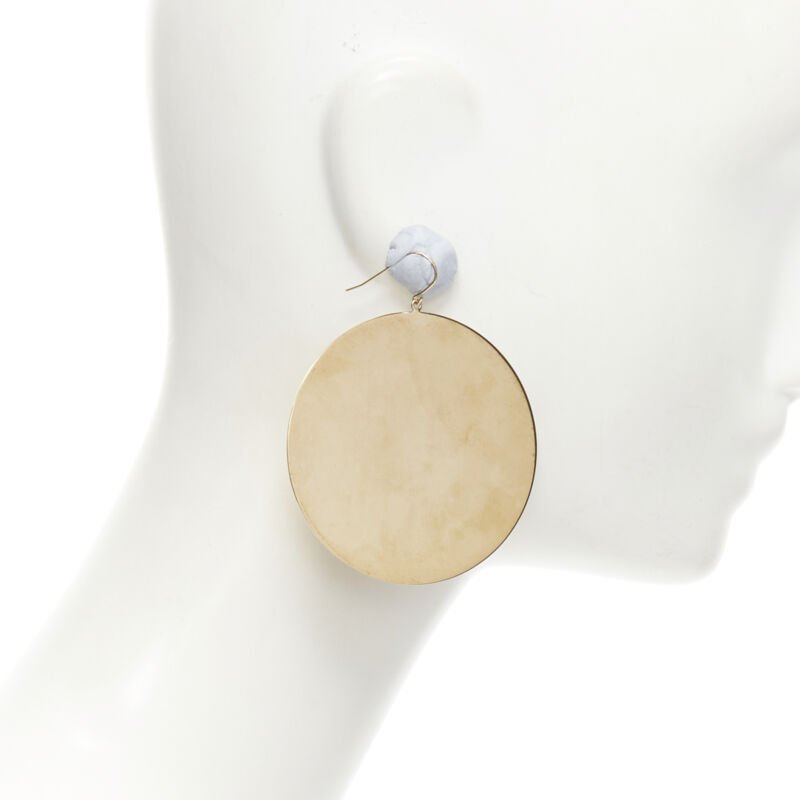 SAINT LAURENT gold mirrored metal disc statement earring Pair
