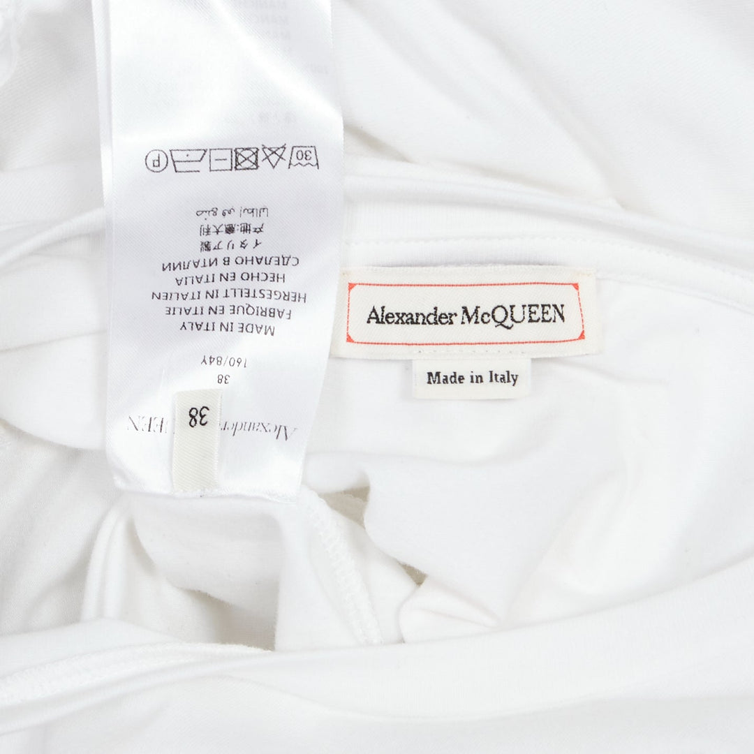 ALEXANDER MCQUEEN white cotton puff short sleeves fitted tshirt top IT38 XS