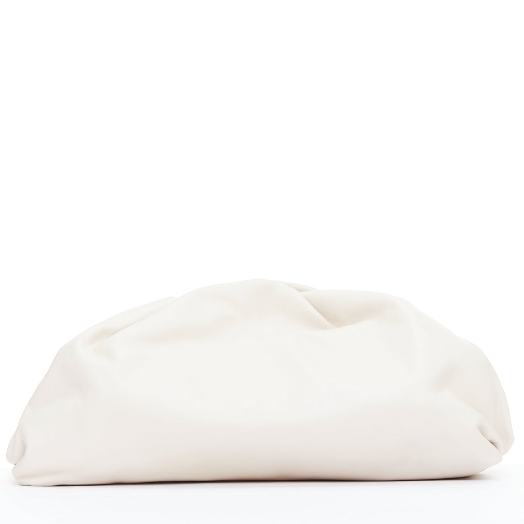 BOTTEGA VENETA Pouch off white cream soft leather oversized clutch bag