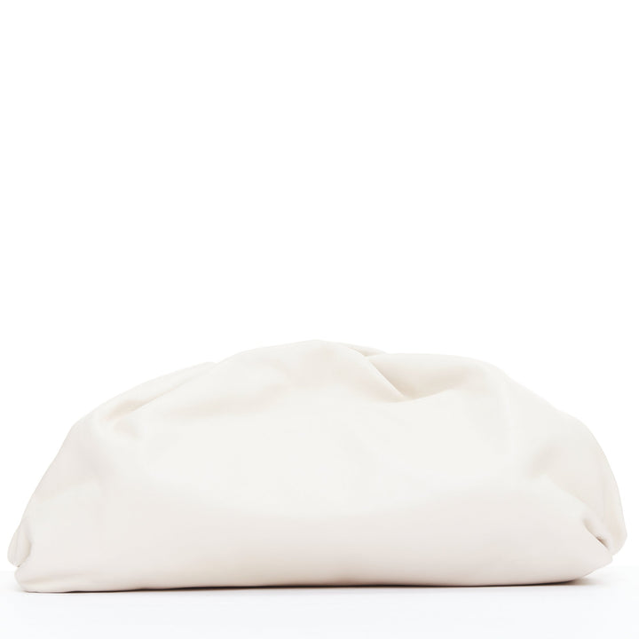 BOTTEGA VENETA Pouch off white cream soft leather oversized clutch bag